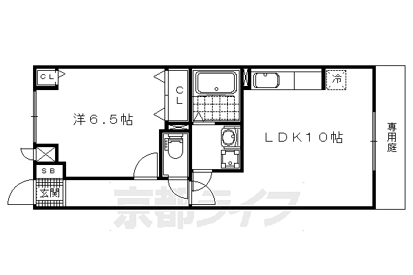 京都府京都市山科区西野大鳥井町(賃貸アパート1LDK・1階・40.58㎡)の写真 その2