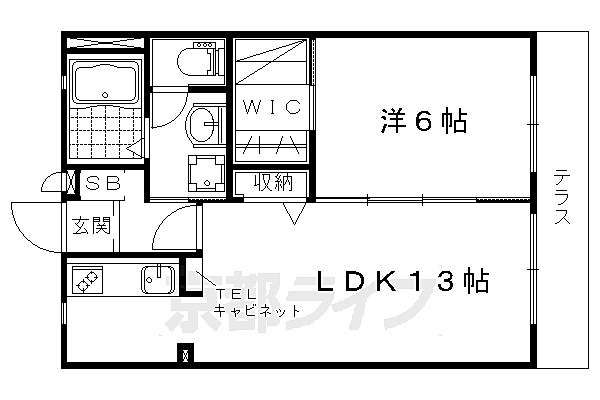 京都府京都市山科区厨子奥矢倉町(賃貸アパート1LDK・1階・44.00㎡)の写真 その2