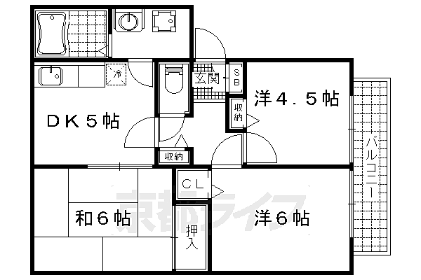 京都府京都市山科区音羽珍事町(賃貸アパート3DK・2階・50.00㎡)の写真 その2