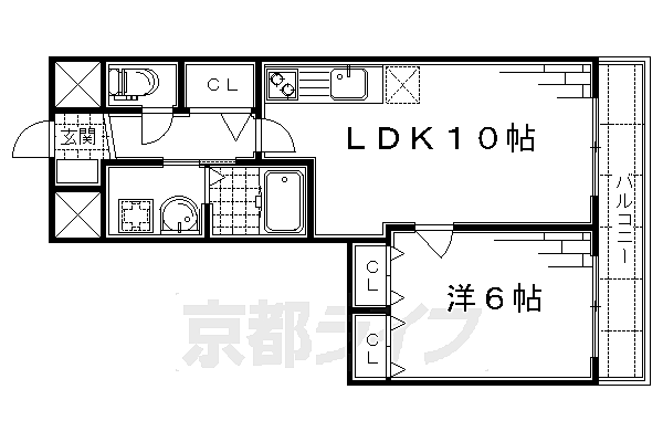 エスポワール 305｜京都府京都市伏見区深草大亀谷万帖敷町(賃貸マンション1LDK・3階・40.28㎡)の写真 その2