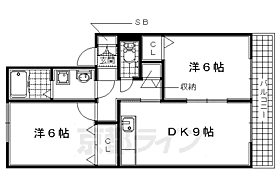 セジュールＭ ？101 ｜ 京都府城陽市枇杷庄大堀（賃貸アパート2LDK・1階・50.42㎡） その2