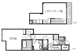 京都地下鉄東西線 東野駅 徒歩13分の賃貸アパート 1階1LDKの間取り