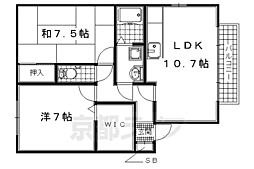 JR片町線(学研都市線) 大住駅 徒歩7分の賃貸アパート 2階2LDKの間取り