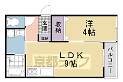 JR片町線(学研都市線) 長尾駅 徒歩10分の賃貸アパート 3階1LDKの間取り