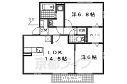 JR関西本線 平城山駅 徒歩10分の賃貸アパート 2階2LDKの間取り