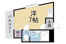 近鉄京都線 山田川駅 徒歩8分の賃貸マンション 4階ワンルームの間取り