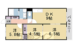 JR片町線(学研都市線) 京田辺駅 徒歩8分の賃貸マンション 1階3LDKの間取り