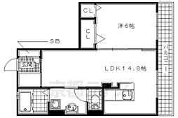 エーデルハイム東香園 3階1LDKの間取り
