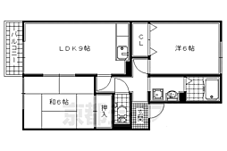 近鉄京都線 木津川台駅 徒歩28分の賃貸アパート 2階2LDKの間取り