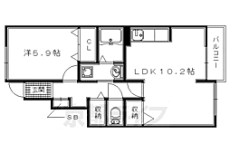 ファミール木幡 1階1LDKの間取り