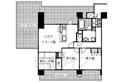 京都地下鉄東西線 山科駅 徒歩2分の賃貸マンション 6階3LDKの間取り