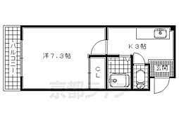 近鉄京都線 興戸駅 徒歩4分の賃貸マンション 2階1Kの間取り