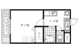 近鉄京都線 興戸駅 徒歩6分の賃貸アパート 2階1Kの間取り
