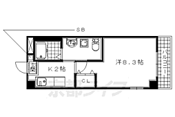 近鉄京都線 三山木駅 徒歩2分の賃貸マンション 8階1Kの間取り