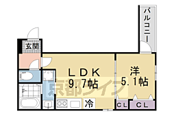 JR片町線(学研都市線) 津田駅 徒歩8分の賃貸アパート 1階1LDKの間取り