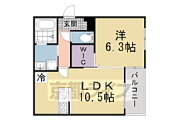 JR片町線(学研都市線) 津田駅 徒歩8分の賃貸アパート 1階1LDKの間取り