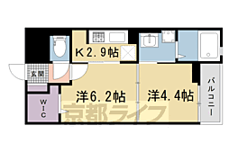 JR片町線(学研都市線) 大住駅 徒歩8分の賃貸マンション 4階1DKの間取り