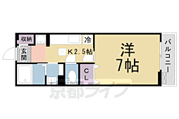 近鉄京都線 新田辺駅 徒歩13分の賃貸アパート 2階1Kの間取り