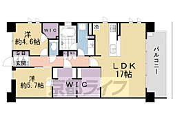 JR東海道・山陽本線 山科駅 徒歩6分の賃貸マンション 7階2SLDKの間取り