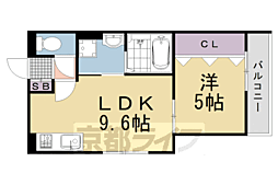 長岡京市調子1丁目アパート 1LDKの間取図画像