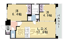 CRYSTALGLANZ京都西大路 2LDKの間取図画像