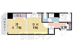 ベラジオ京都洛南2 1DKの間取図画像