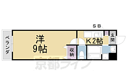メイプルリーフ嵯峨野 1Kの間取図画像