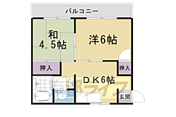 メゾン嵯峨の道 2DKの間取図画像