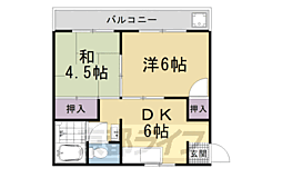メゾン嵯峨の道 2DKの間取図画像