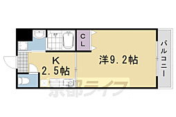 グロリアス桂 1Kの間取図画像