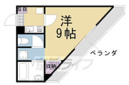 コモド清水 1Kの間取図画像