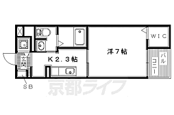 カルムアビタシオン宇治伊勢田 1Kの間取図画像