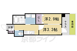 エンゼルプラザ京都太秦 2Kの間取図画像