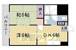 西京極ガーデンハイツ 2DKの間取図画像
