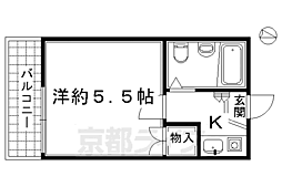 仁木ノ森マンション 1Kの間取図画像