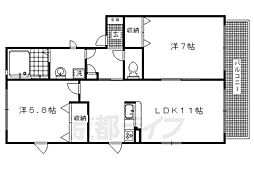 ドミール嵯峨野 2LDKの間取図画像