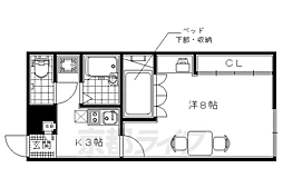 レオパレス五ケ庄2 1Kの間取図画像