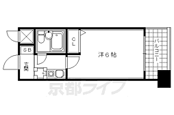 エスリード河原町第3 1Kの間取図画像