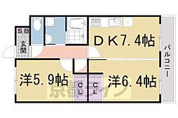 ケイズメゾン春日森 2DKの間取図画像