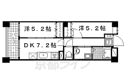 パインフィールド五条 2DKの間取図画像