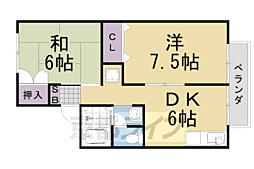 サンビエール桂坂 2DKの間取図画像