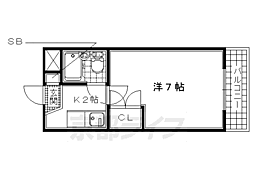 リアライズ富野荘 1Kの間取図画像