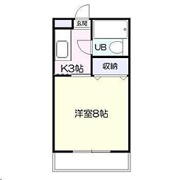 加納ビルB棟 3階1Kの間取り