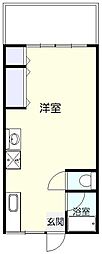 鶴田第一アパート ワンルームの間取図画像