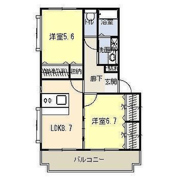 ユーミー小松Ｂ 401｜宮崎県宮崎市大字小松(賃貸マンション2LDK・4階・53.31㎡)の写真 その2