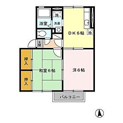 ファミール小春の里D 2DKの間取図画像