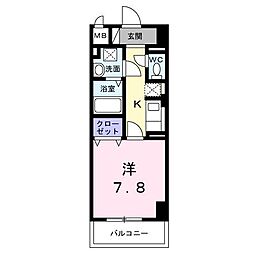 サンライズ 江平中町 1Kの間取図画像