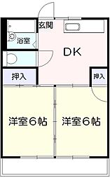 (株)かがみマンション 2DKの間取図画像