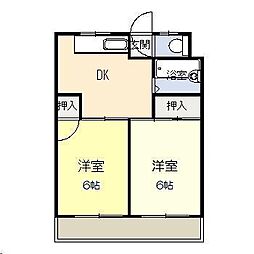 (株)かがみマンション 2DKの間取図画像