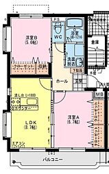 ユーミー小松A 2LDKの間取図画像